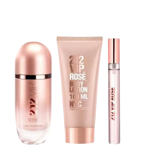 SET CAROLINA HERRERA 212 VIP ROSE X 3 DAMA