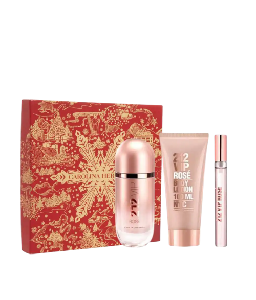 SET CAROLINA HERRERA 212 VIP ROSE X 3 DAMA