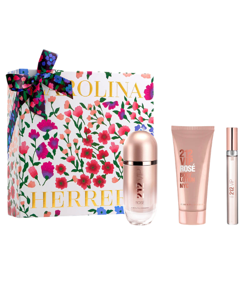 SET CAROLINA HERRERA 212 VIP ROSE X 3 DAMA